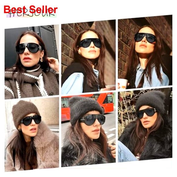 Oversized Retro Aviator Sunglasses 70s Vintage UV Protection main image 6